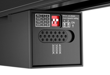 Selectable CCT and wattage